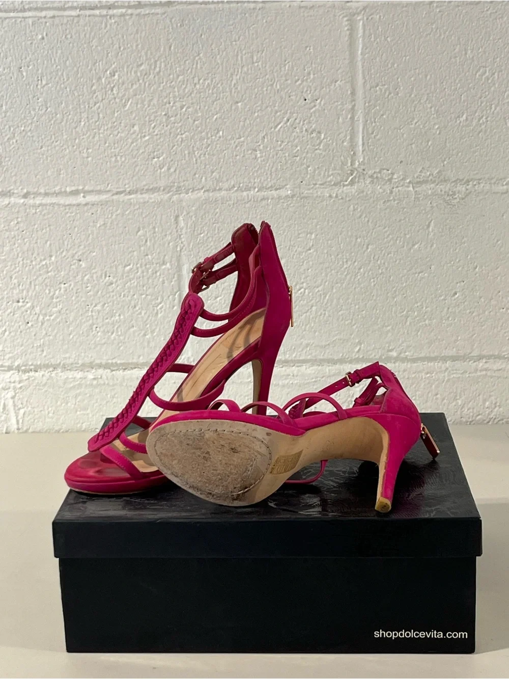 Dolce Vita Hot Pink Strappy Braided High Heel Sandals